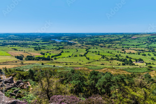 A view over the Leek Valley from the summit of the Roaches escarpment, Staffordshire, UK in summertime photo