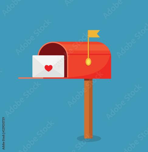 Love letter vector. Mailbox vector. mailbox on white background. Love letter in mailbox.