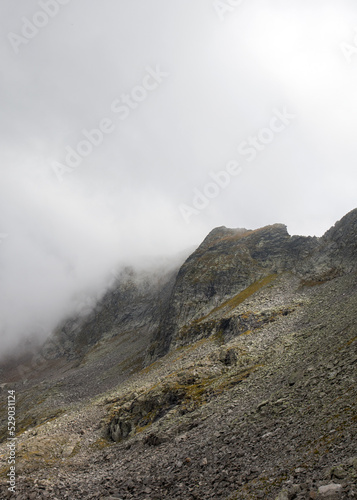 mountain peak in the clouds