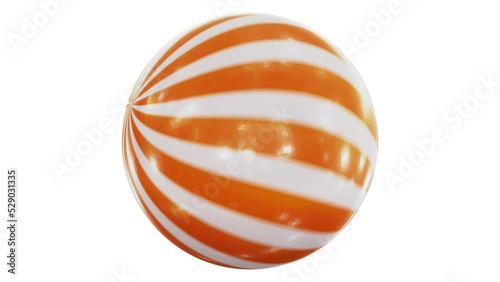 Realistic looping 3D animation of the beautiful spinning delicious striped orange flavor candy rendered in UHD with alpha matte