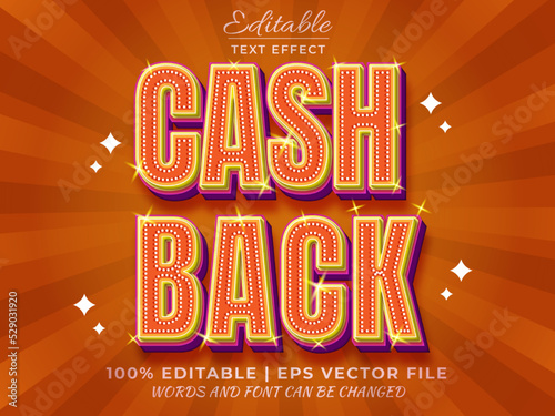 Cahs back editable text effect Premium vector photo