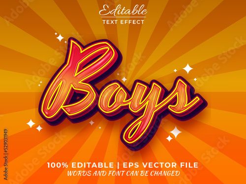 Boys 3d editable text effect mockup