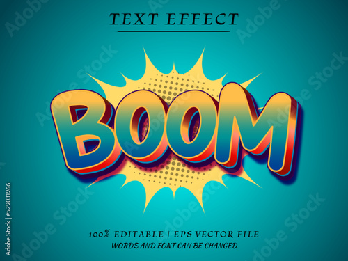 3D Boom Vector text effect With Pop art Background. Editable Text Mockup