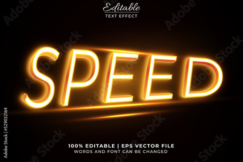 speed 3d editable text effect with orange and white colors