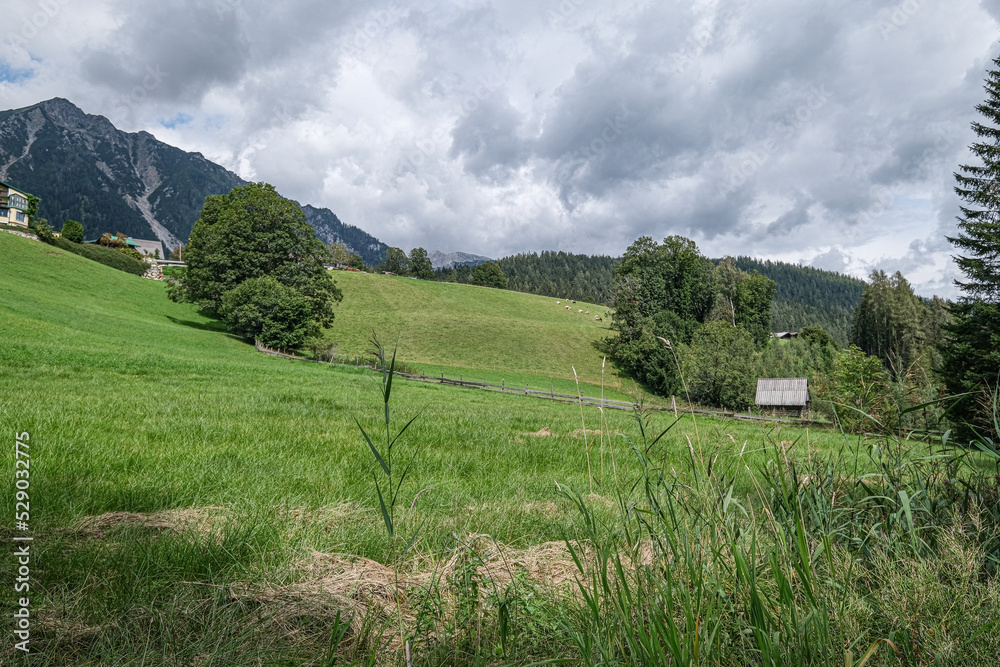 Country landscape in Ramsay am Dachstein plateau, high above Schladming, Styria, Austria