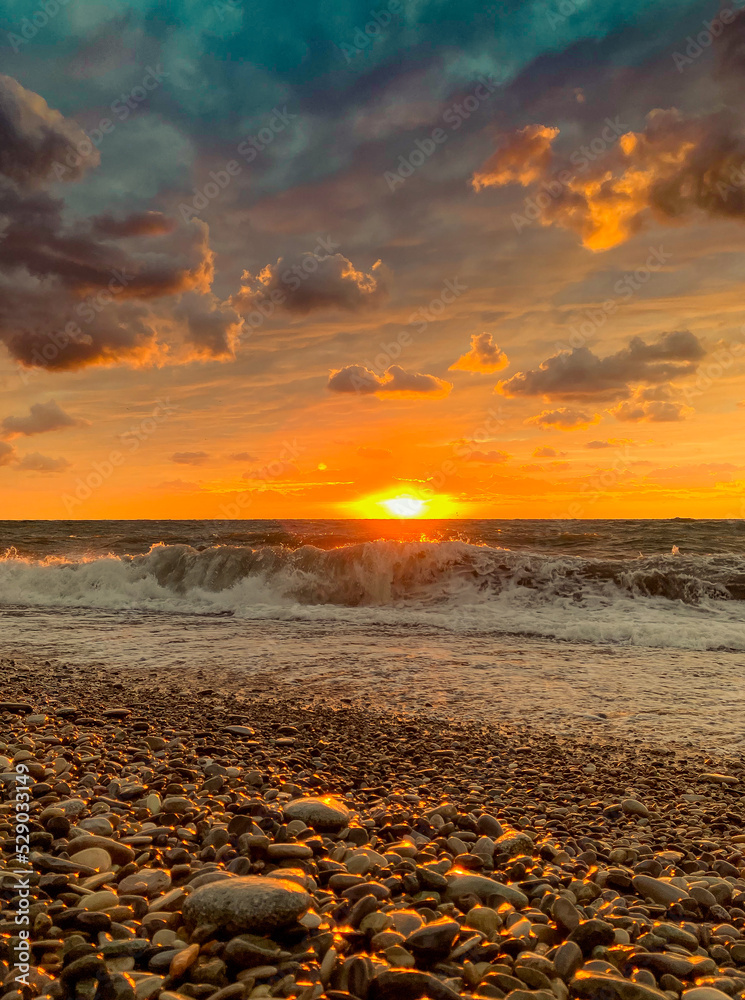 Obraz premium Sunset on the Black Sea. Batumi Beach Adjara Georgia