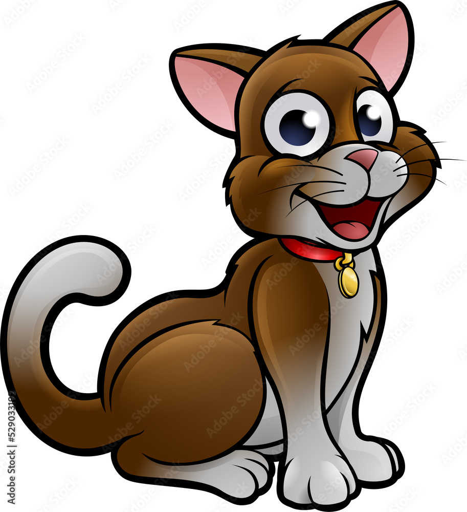 Fototapeta premium Cute cartoon cat character illustration