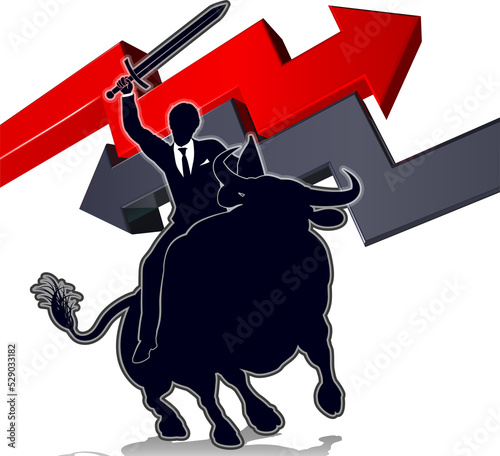 Business Man on Bull Profit...