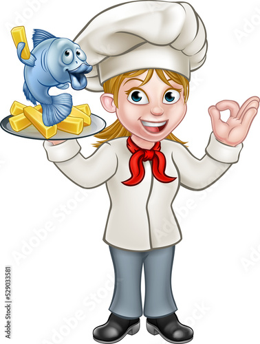 Cartoon Chef Fish and Chips...