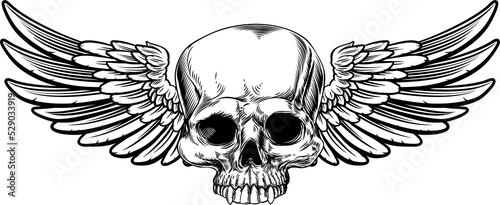 Winged Skull Vintage Etched...