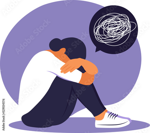 Canvastavla Woman in depression with bewildered thoughts in her mind