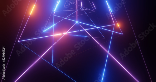 Render with lines in blue and pink lines with yellow highlights © savelov
