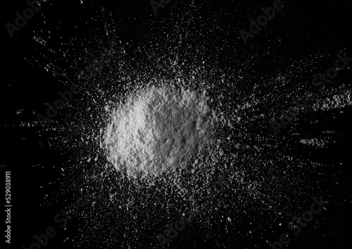 Cocaine pile isolated on black background 