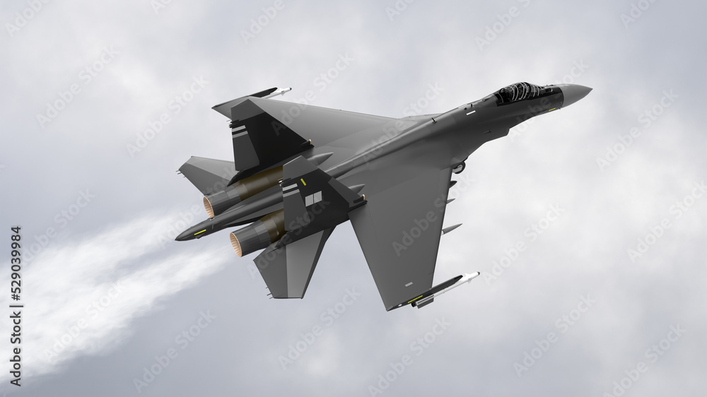 3d render figter jet in the sky military aircraft with a trail of smoke behind 3d render figter jet in the sky military aircraft with a trail of smoke behind