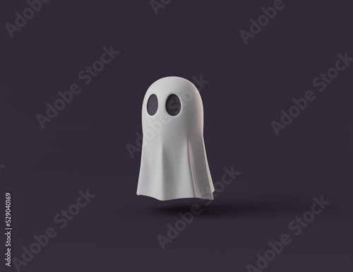 Simple halloween cartoon ghost 3d render illustartion.