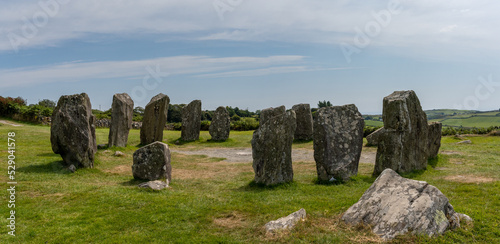 panorama view of the Drombeg Stone Circle in County Cork of Ireland