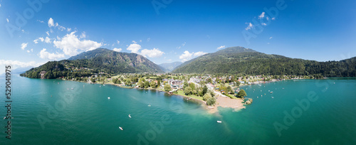 Lake Millstätter See and Döbriach in Carinthia during summer.