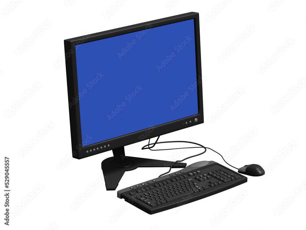 Computer monitor, keyboard and mouse. Computer monitor, keyboard and mouse.