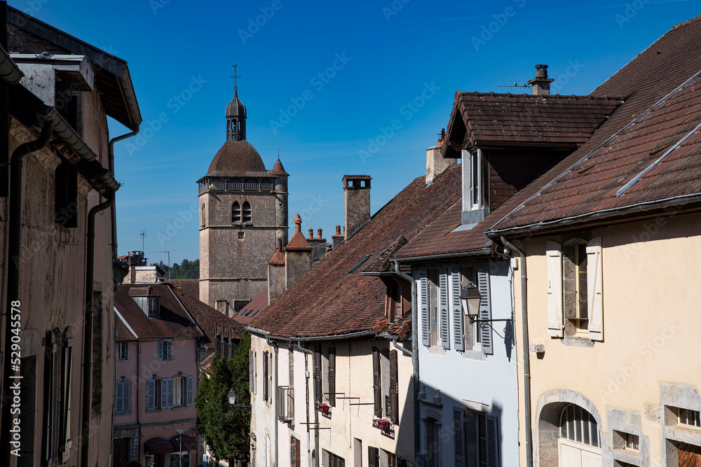Obraz premium Village of Orgelet in the Jura countryside in France
