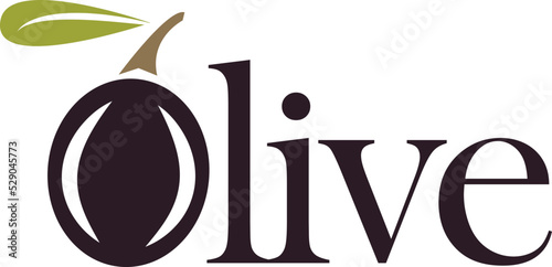 Word with the O designed as a black olive