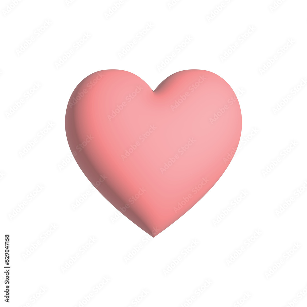 Pink heart 3D illustration on transparent background