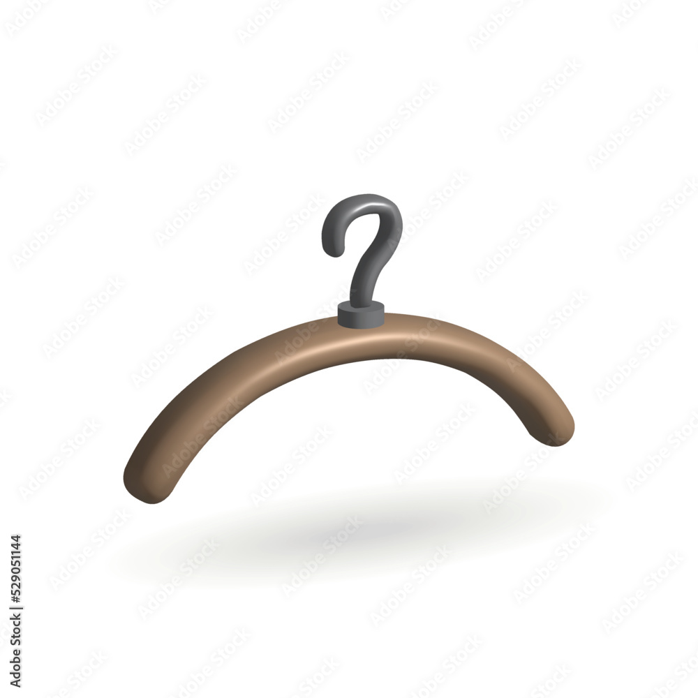 hanger isolated vector 3d icon. dress hanger 3d illustration. hanger isolated vector 3d icon. dress hanger 3d illustration.
