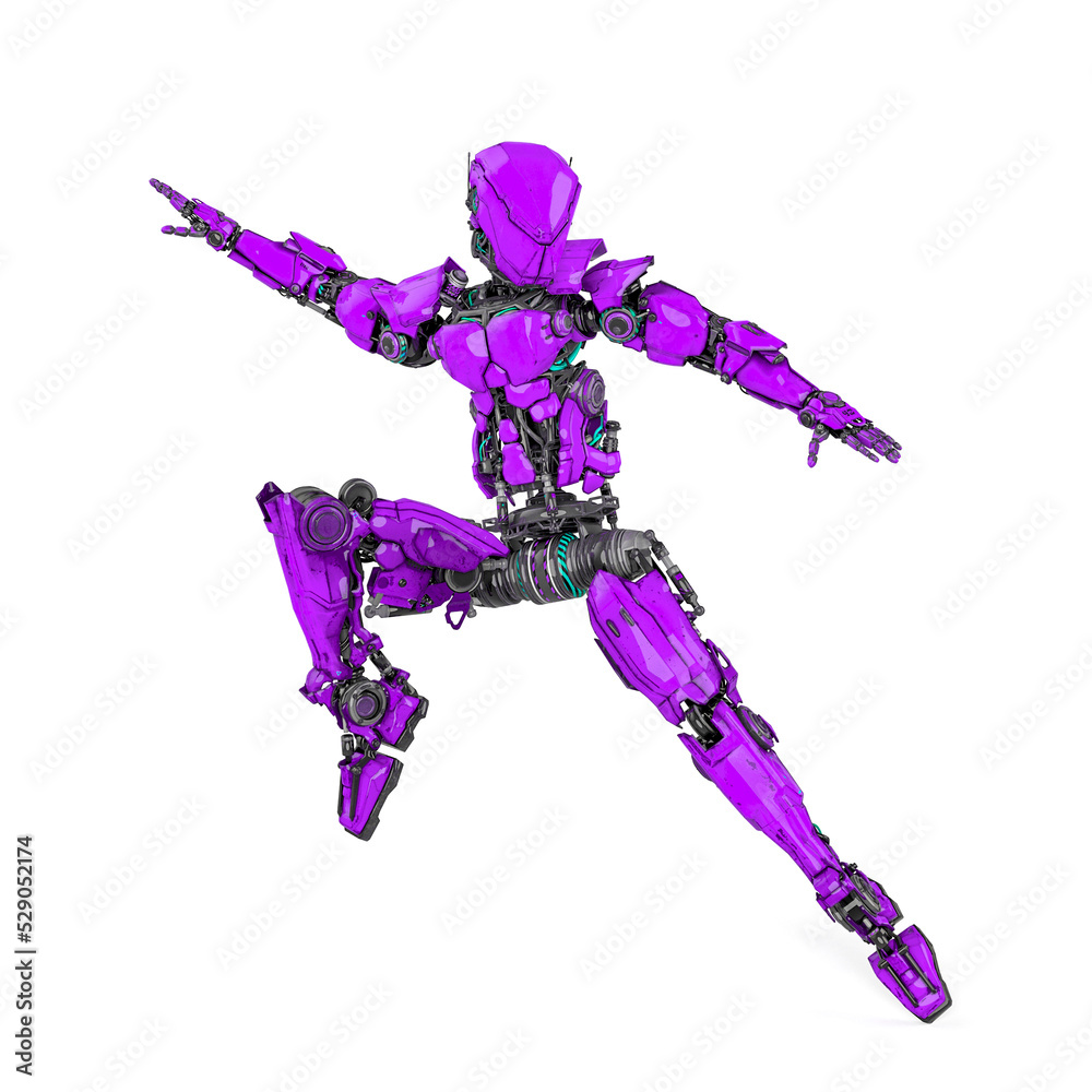 mega robot in action on white background mega robot in action on white background