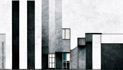 Abstract Bauhaus style background. Trendy aesthetic Bauhaus architecture design. Digital art.