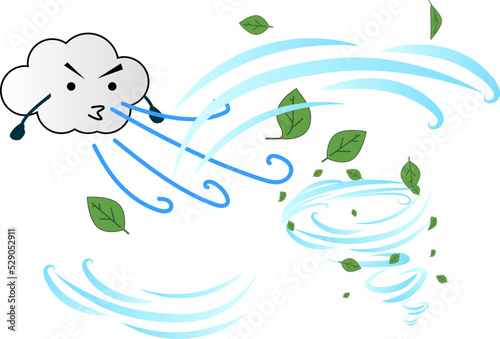 強風のイラスト
