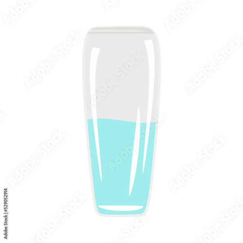 Glass vase with water. Glass vase design isolated on white background. vector illustration