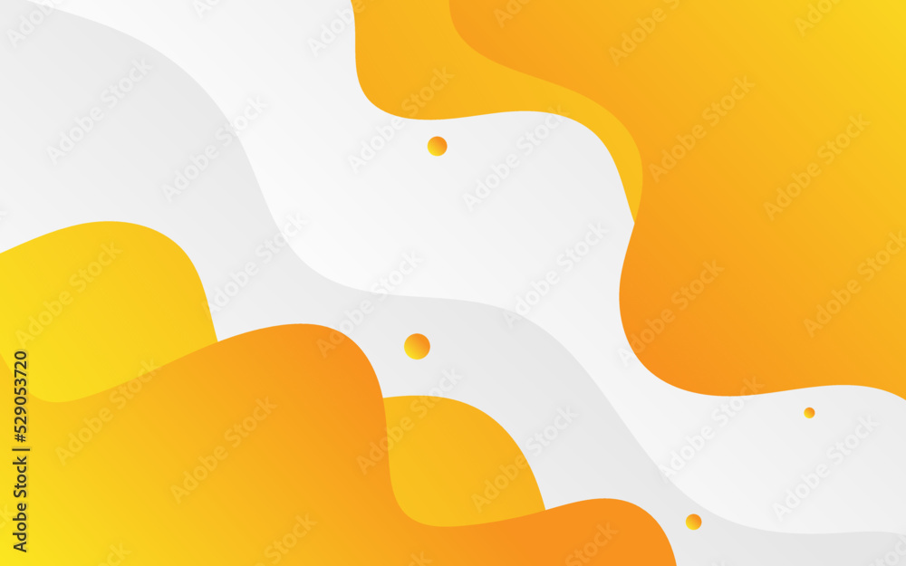 Modern Abstract Background with Retro Memphis Element and Fluid Liquid Vibrant Yellow Orange Gradient Color