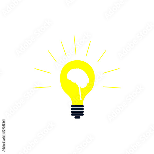 creative design human brain on light bulb symbol. vector illustration