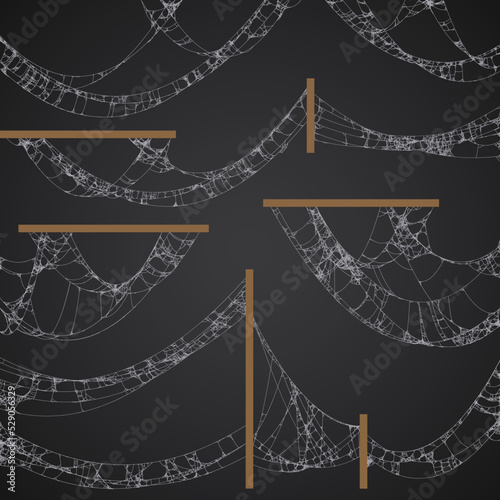 Vector Set of Cobwebs Dangling From Ceiling, in the Corners and Between Walls