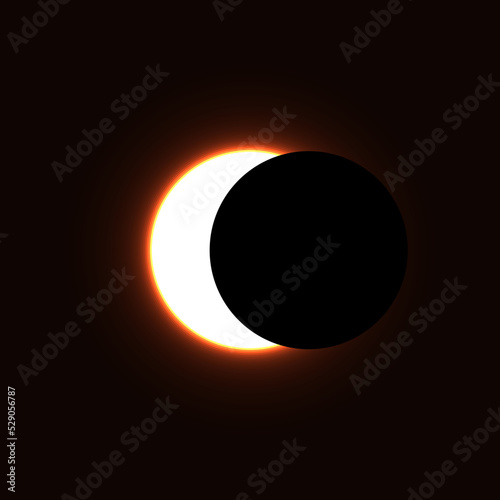Different phases of solar and lunar eclipses vector illustration