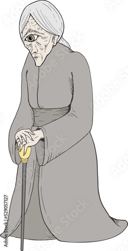 Fantasy old woman draw