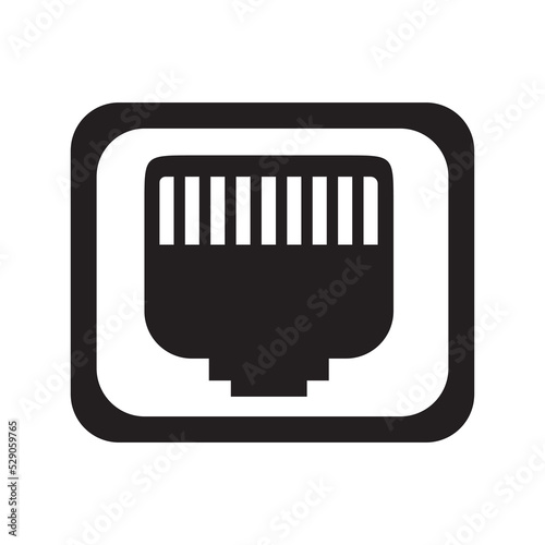 Ethernet network port icon | Black Vector illustration |