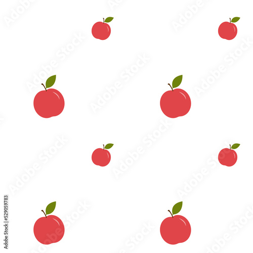 Seamless vector pattern with pink apple isolated on a white background. Flat.