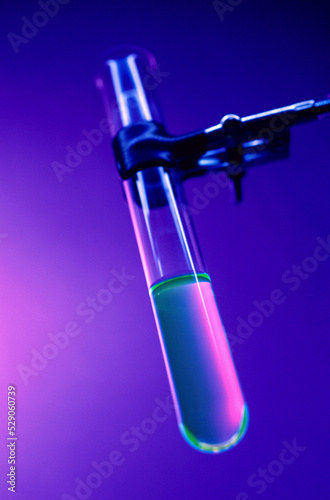 Clamp stand holding a test tube in a laboratory