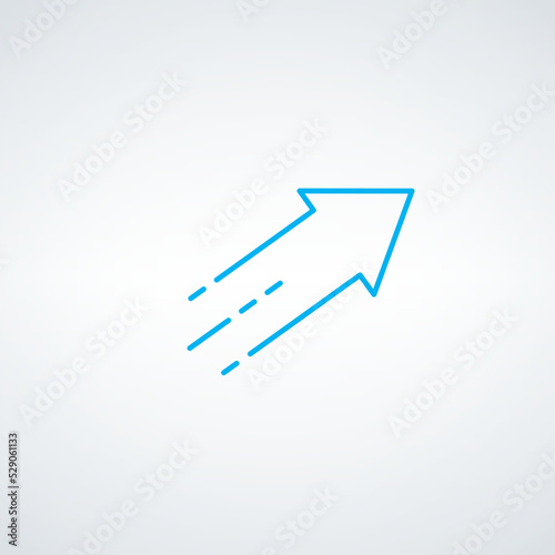 Up growth linear arrow icon. Rising technology, overtaking and advancing. Vector linear icon isolated on white background.