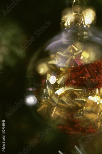 Close-up of a Christmas ornament photo