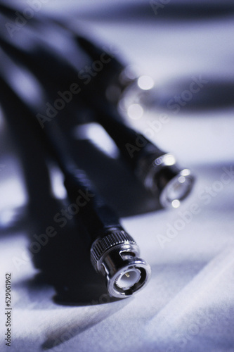 Close-up of a coaxial cable