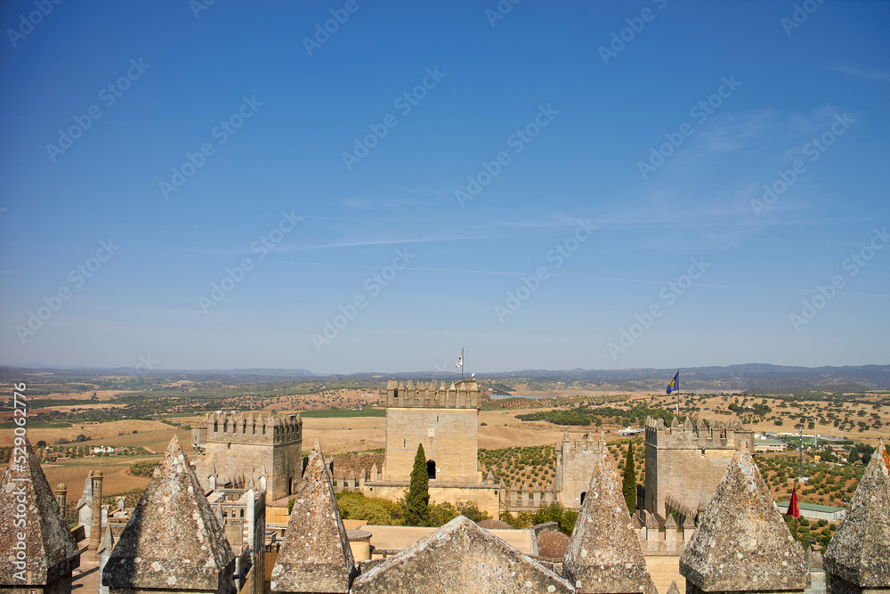 View from the tower of the castle of almodovar del rio, province of cordoba, spain.