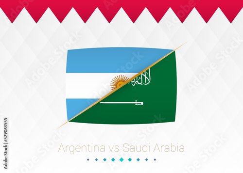 National football team Argentina vs Saudi Arabia. Soccer 2022 match versus icon.