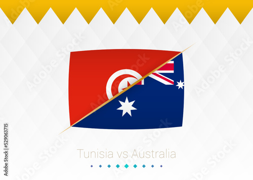 National football team Tunisia vs Australia. Soccer 2022 match versus icon.