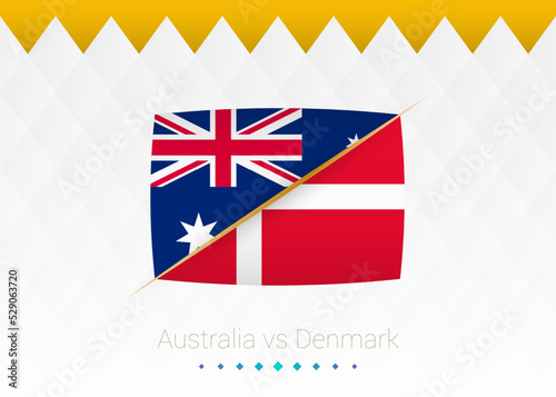 National football team Australia vs Denmark. Soccer 2022 match versus icon.