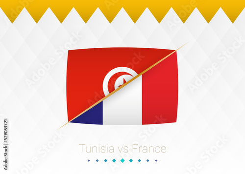 National football team Tunisia vs France. Soccer 2022 match versus icon.