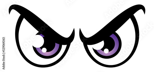 Cartoon purple eyes evil angry emotion vector graphic