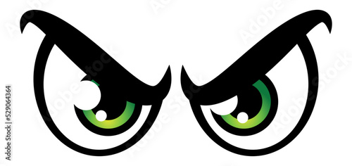 Cartoon green eyes evil angry emotion vector graphic