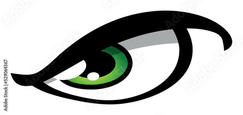Cartoon eye angry evil looking emotion vector graphic car decal and motorcycle helmet sticker