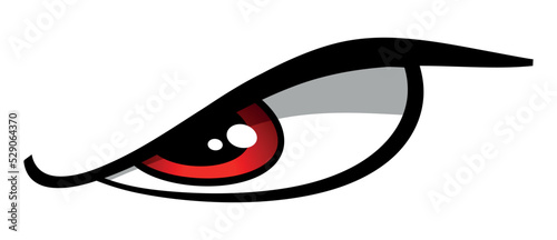 Cartoon eye angry evil looking emotion vector graphic car decal and motorcycle helmet sticker